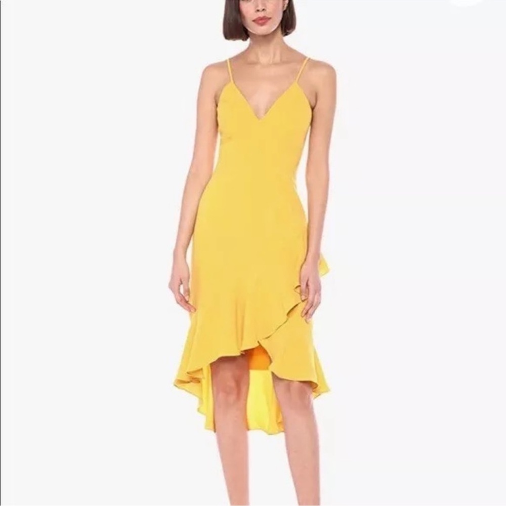 Dress the Population Wendy marigold ruffle hem dress M